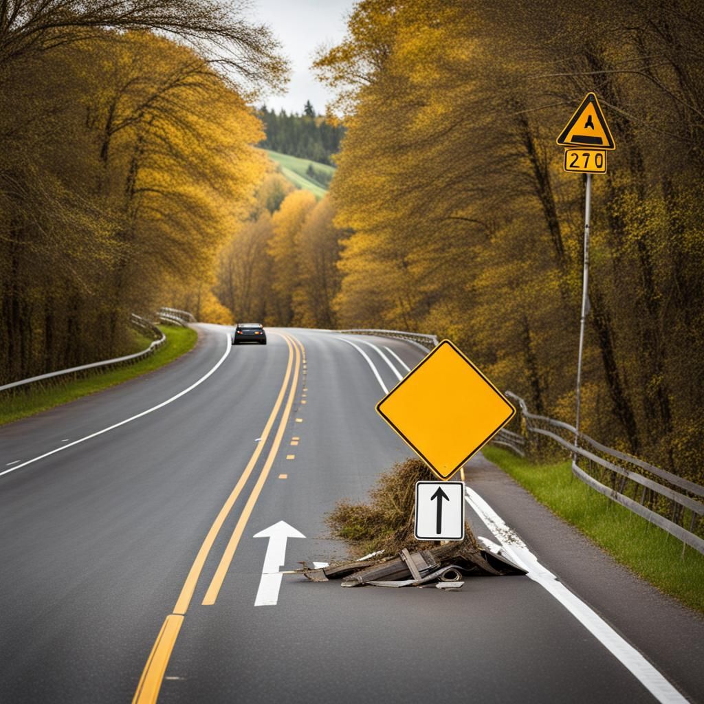 Dramatic Road Sign Collision