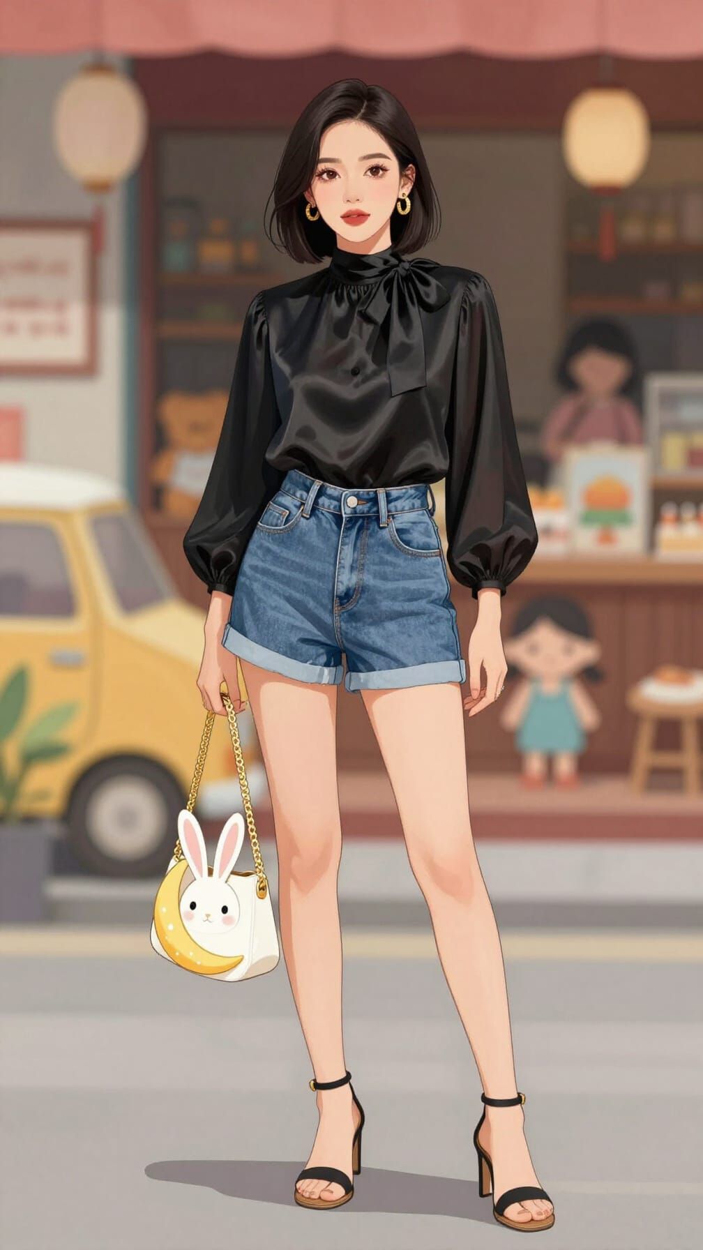 Thai Woman in Bangkok Fashion Illustration