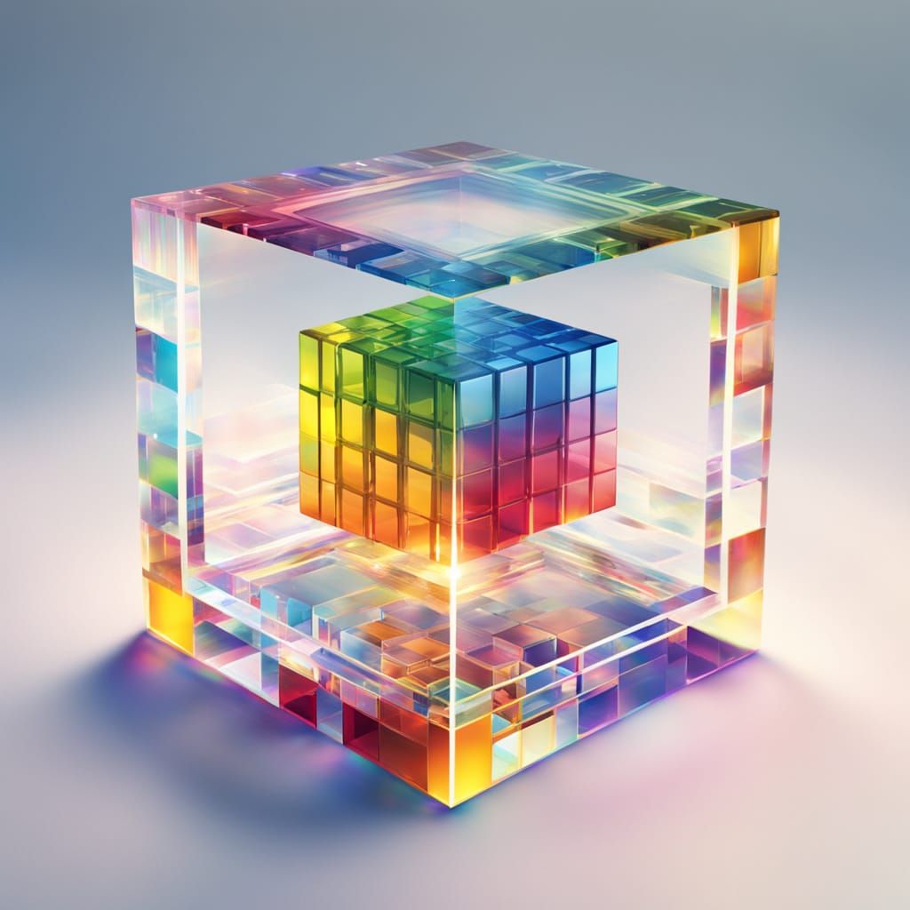 Rainbow Cubes in Vibrant Glass Prism