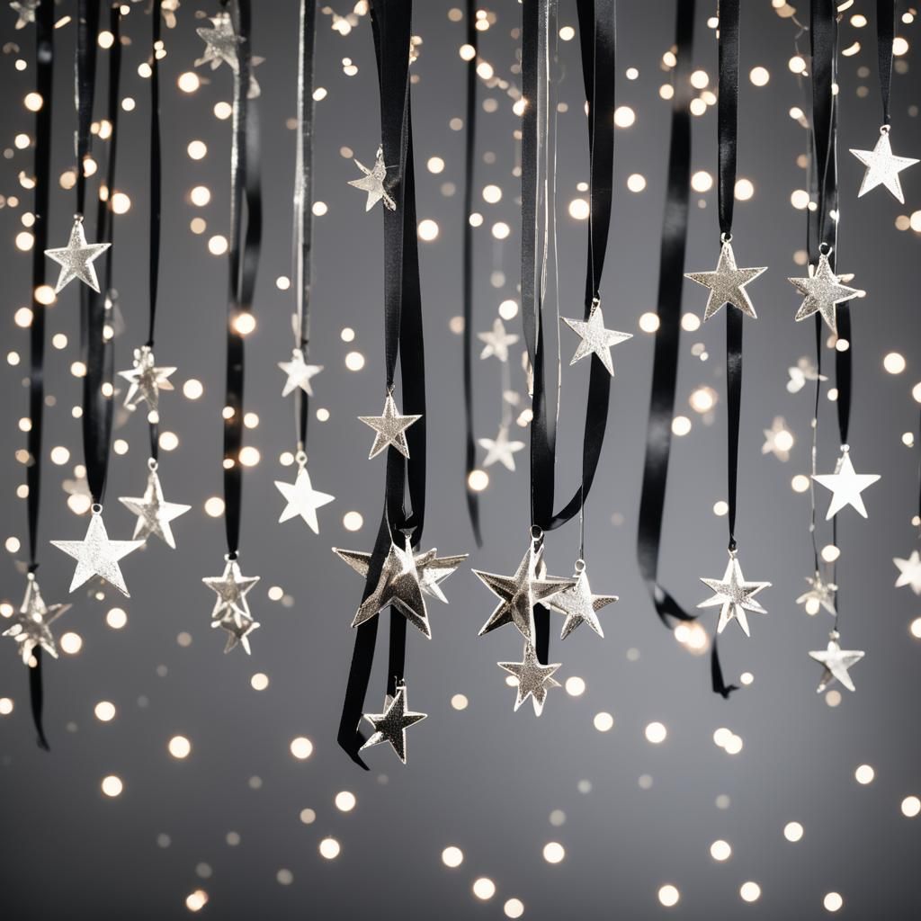 Glowing Stars Suspended by Dark Ribbons
