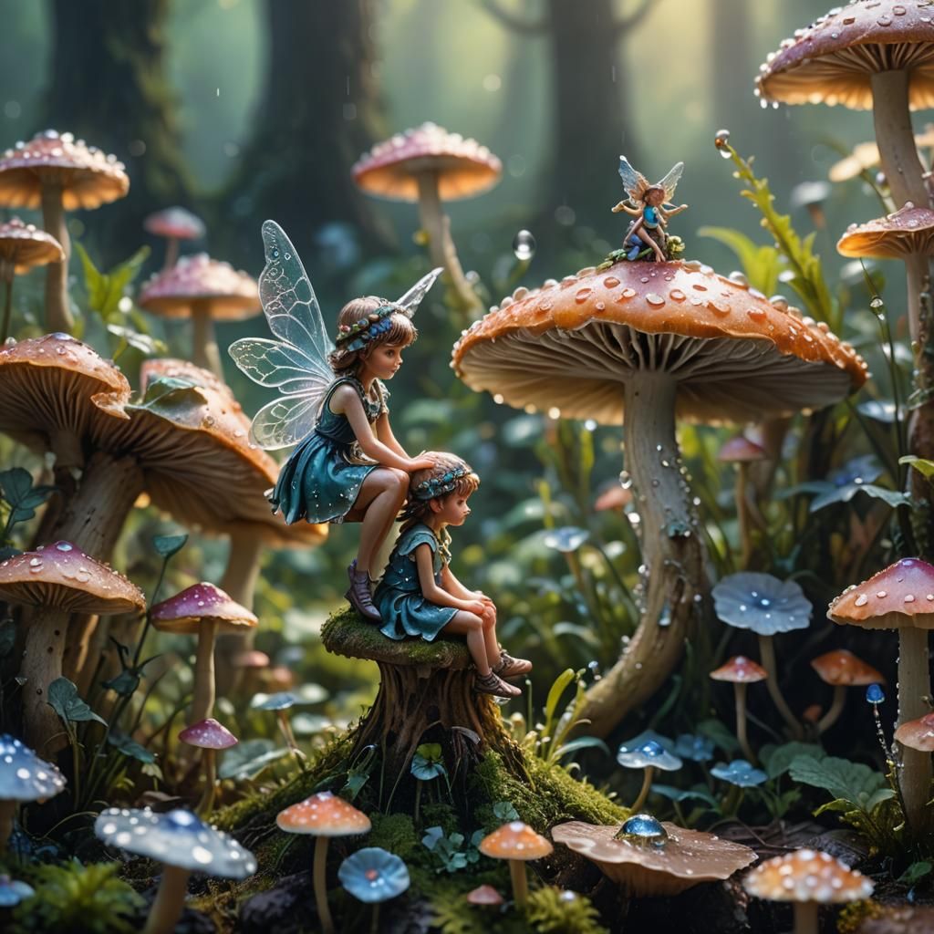 Fairy on Mushroom, Ethereal Fantasy Art in 4K