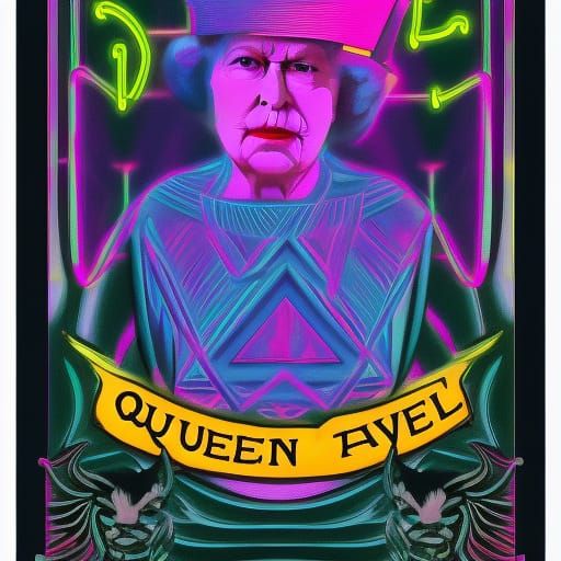 Neon Queen of Tarot in Retro Synthwave