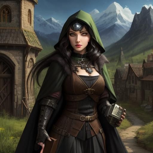 Medieval Cleric Cat in Steampunk Mountains