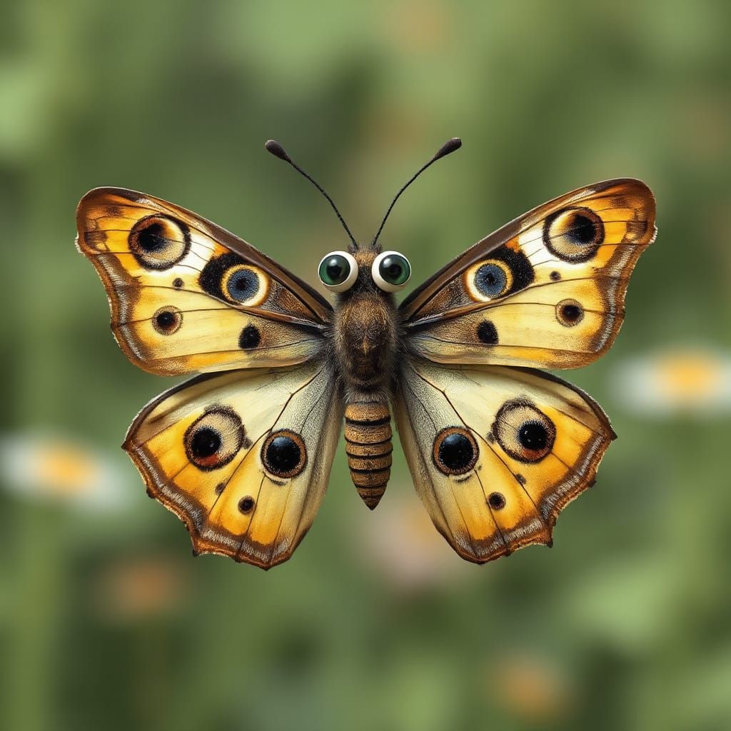 Cross-Eyed Butterfly with Googly Eyes Cartoon