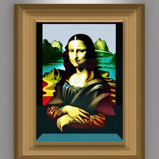 Mona Lisa in Vibrant Triadic Colors, a Digital Art Masterpie...