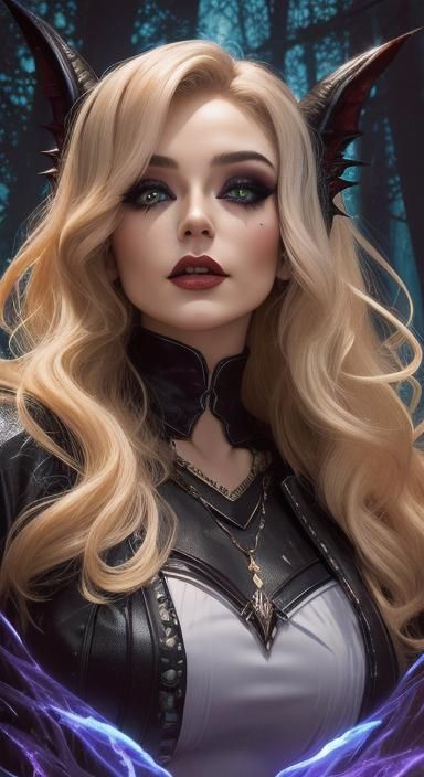 Hyper-Realistic Vampiress Emerging from Dark Fantasy Forest