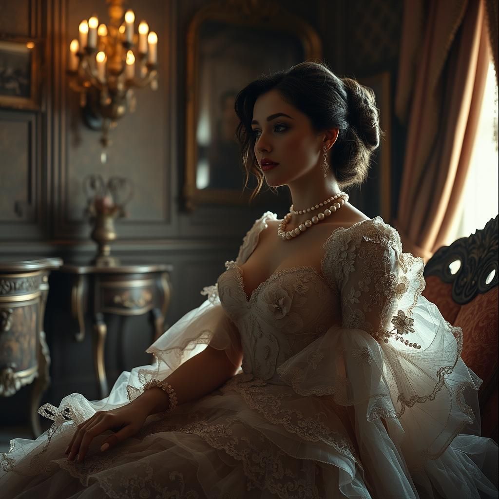 Ephemeral Beauty in a Fading Gown, in Photorealistic Style