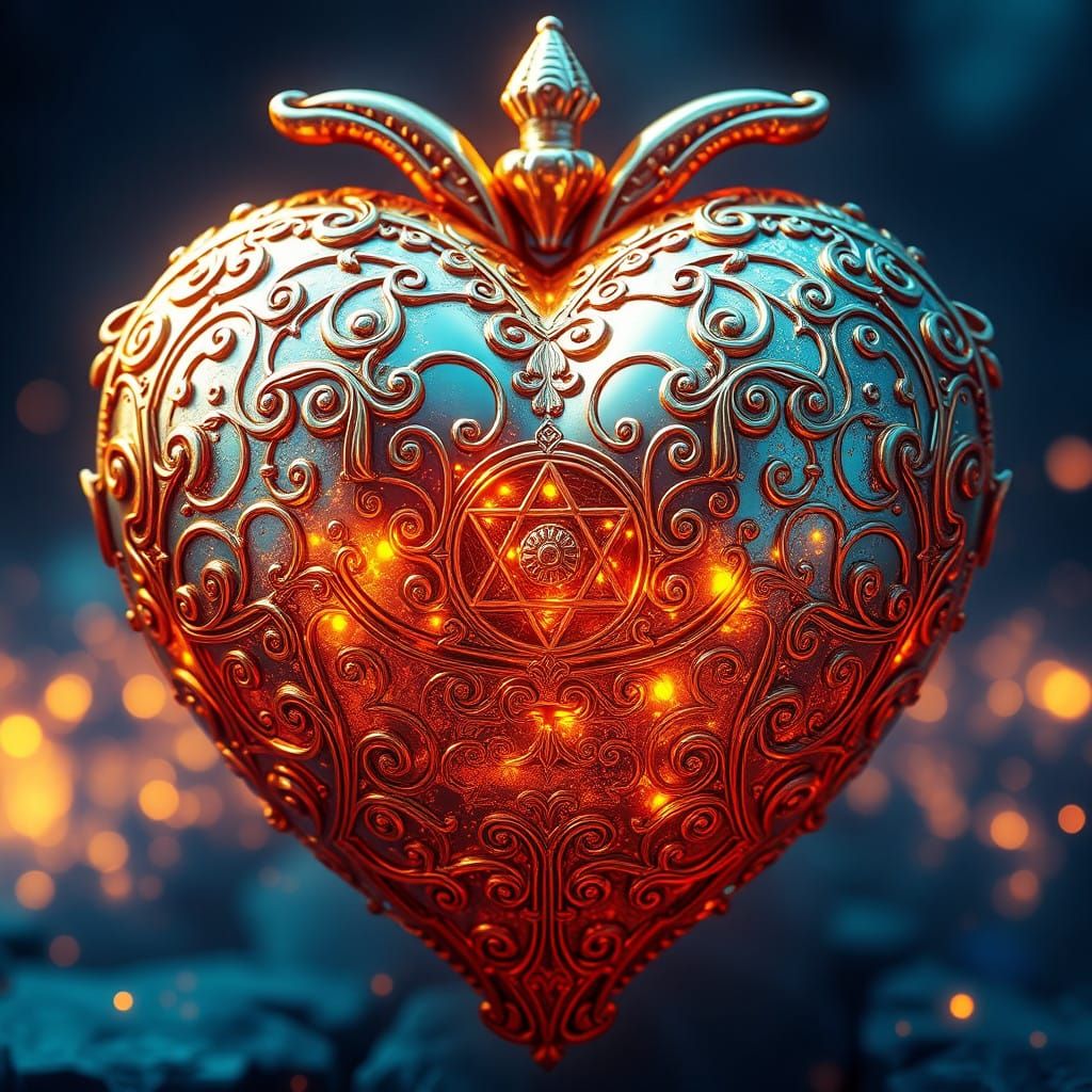 Ethereal Heart Icon Radiates Mystical Energy in Glowing Lead...