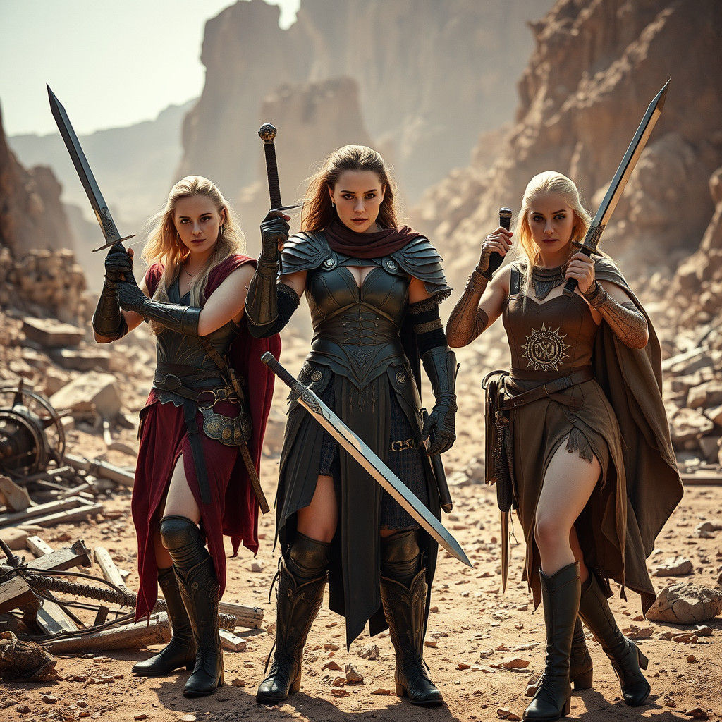 Heroic Barbarian Babes in Post-Apocalyptic Desert Ruins