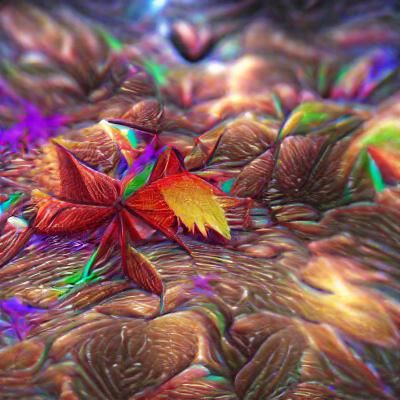 Golden Leaves under Vibrant Autumn Skies in Impasto Painting...