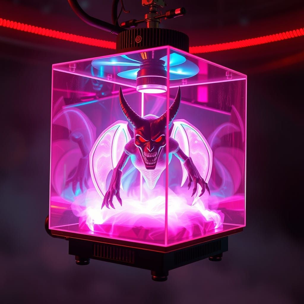 Hyperrealistic Doom Pinky in Futuristic Cube