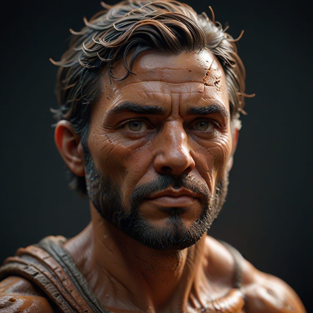 Detailed Clay Figure Portrait in Hyper-Realistic 3D