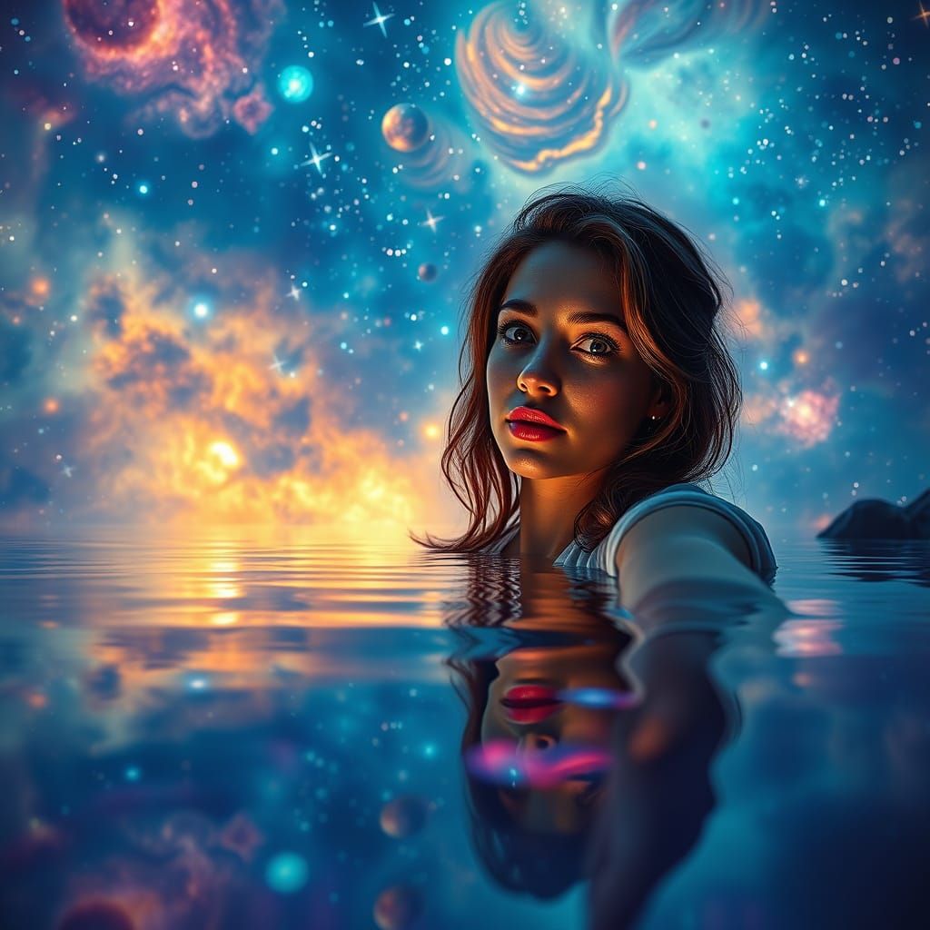 Cosmic Selfie with Ethereal Nebulae