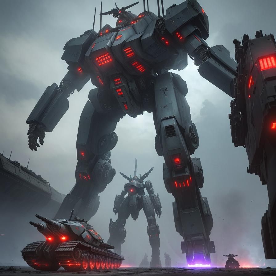 Cyberpunk War Machines Descend to Battle