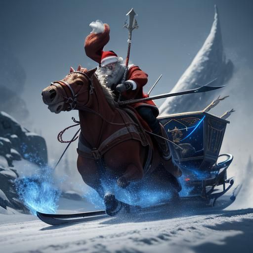 Santa Charges into Battle in Epic Anime Style