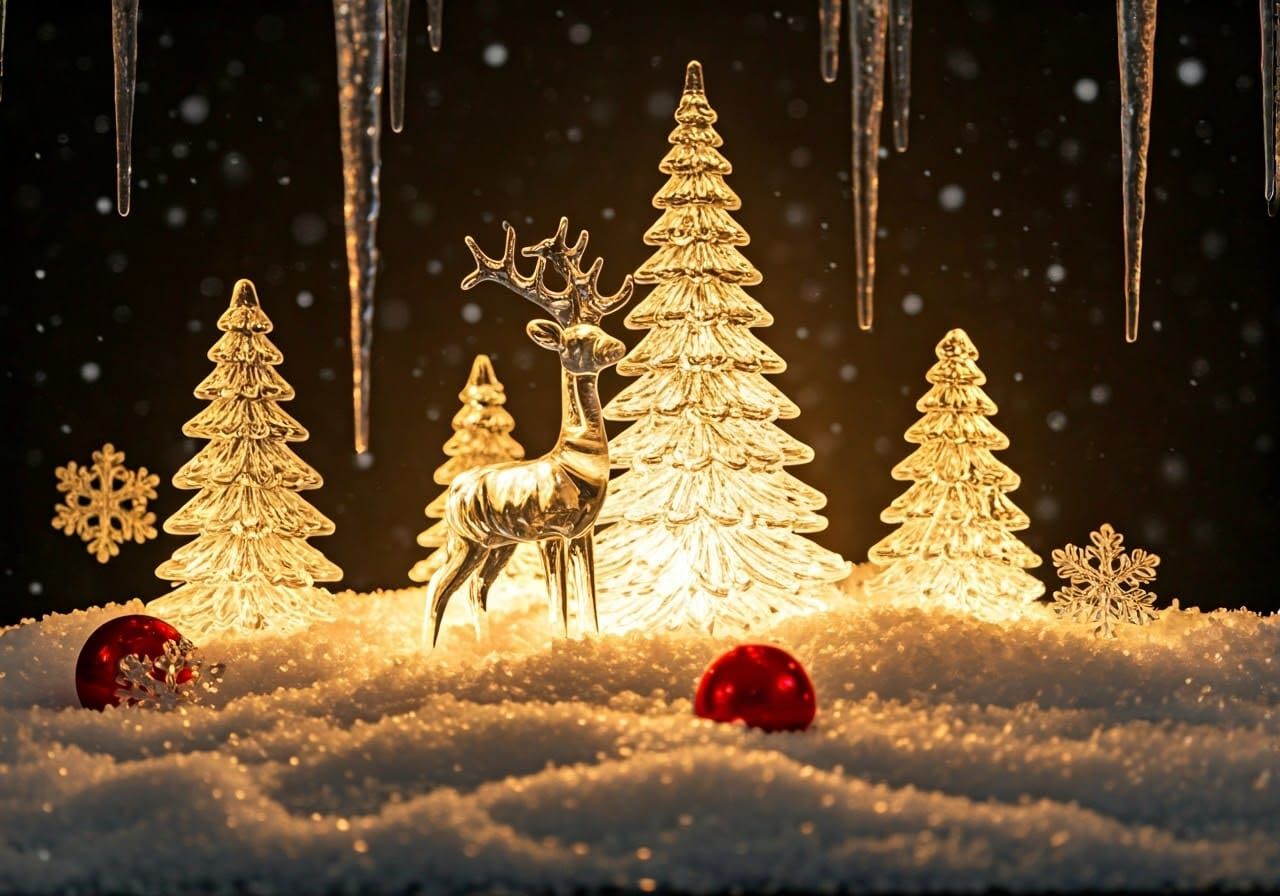 Ethereal Christmas Still Life Illuminated by Soft Fairy Ligh...