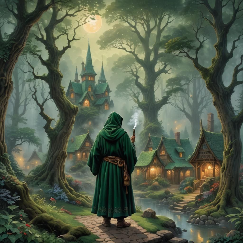 Druid Enjoys Serenity in Enchanted Village
