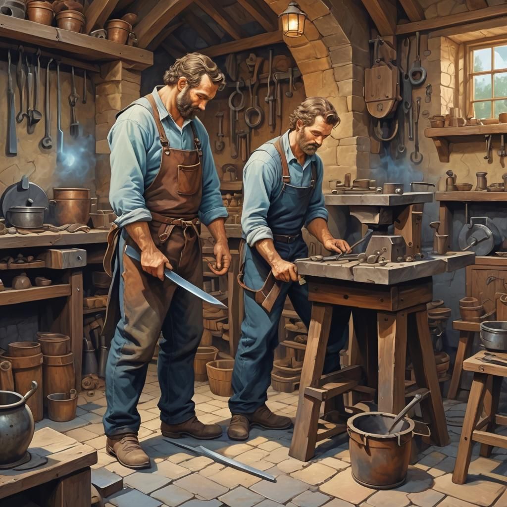 Master Blacksmith Shares Ancient Craft with Apprentice in Fr...