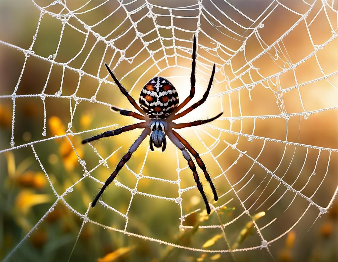 Vibrant Garden Spider in Autumn Web