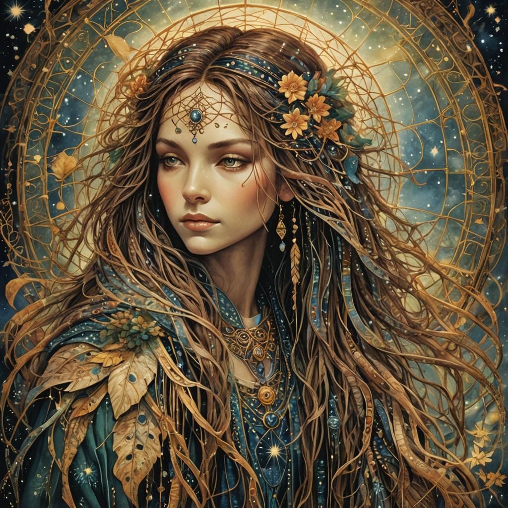 Dreamy Goddess Under Celestial Skies