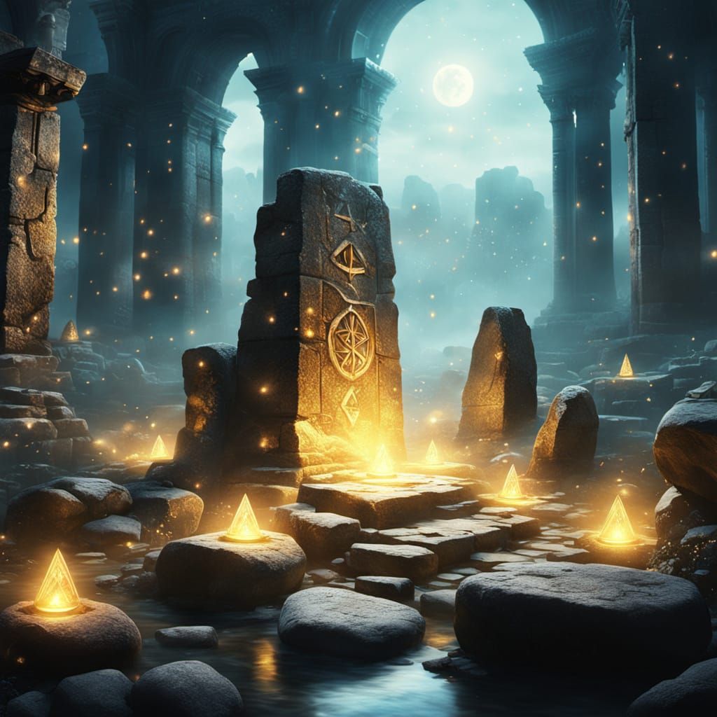 Diticing Glows with Ethereal Energy in Ancient Ruins