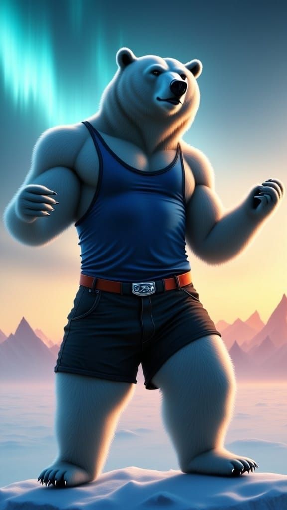 Sleek Polar Bear Instructor Leads Fitness Class Under Noctil...