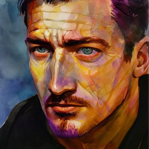 Portait of a Man in Watercolor Style