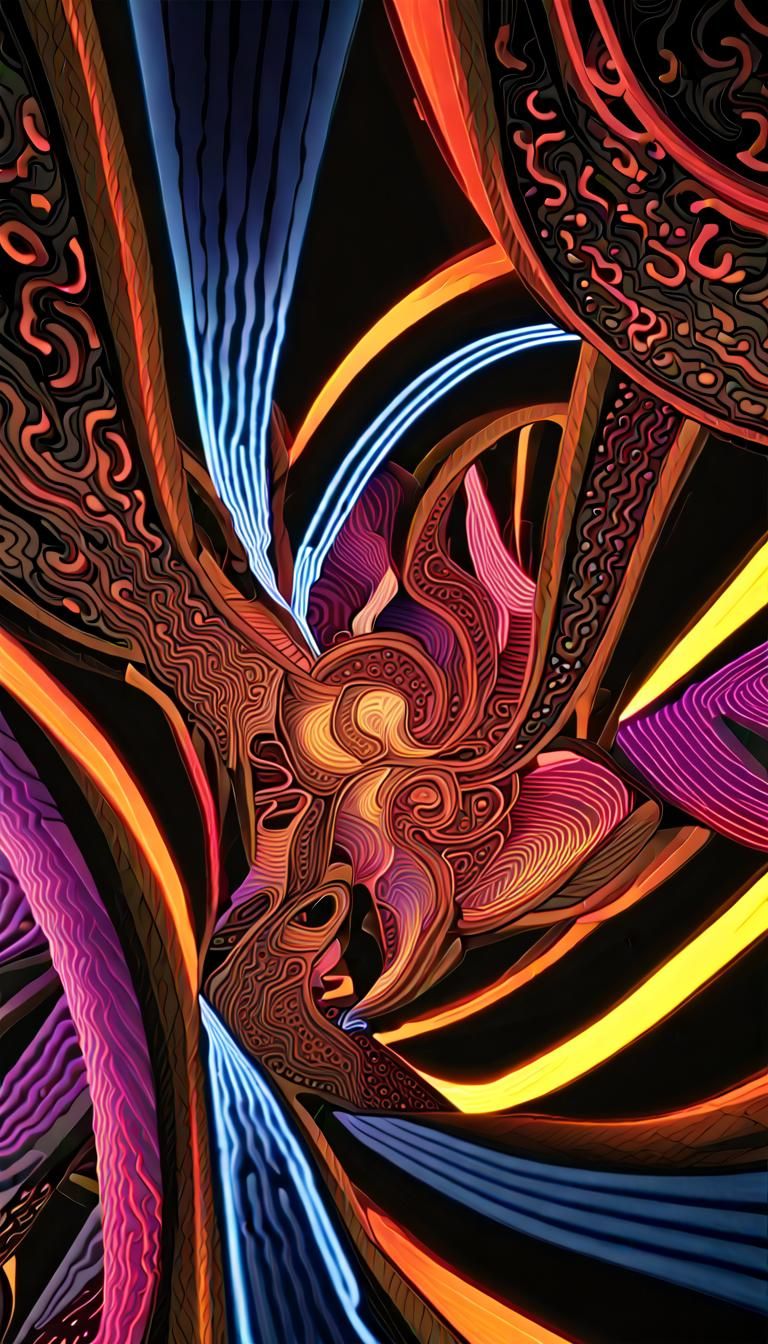 Fractal Infinity: A Neon Optical Art Vortex