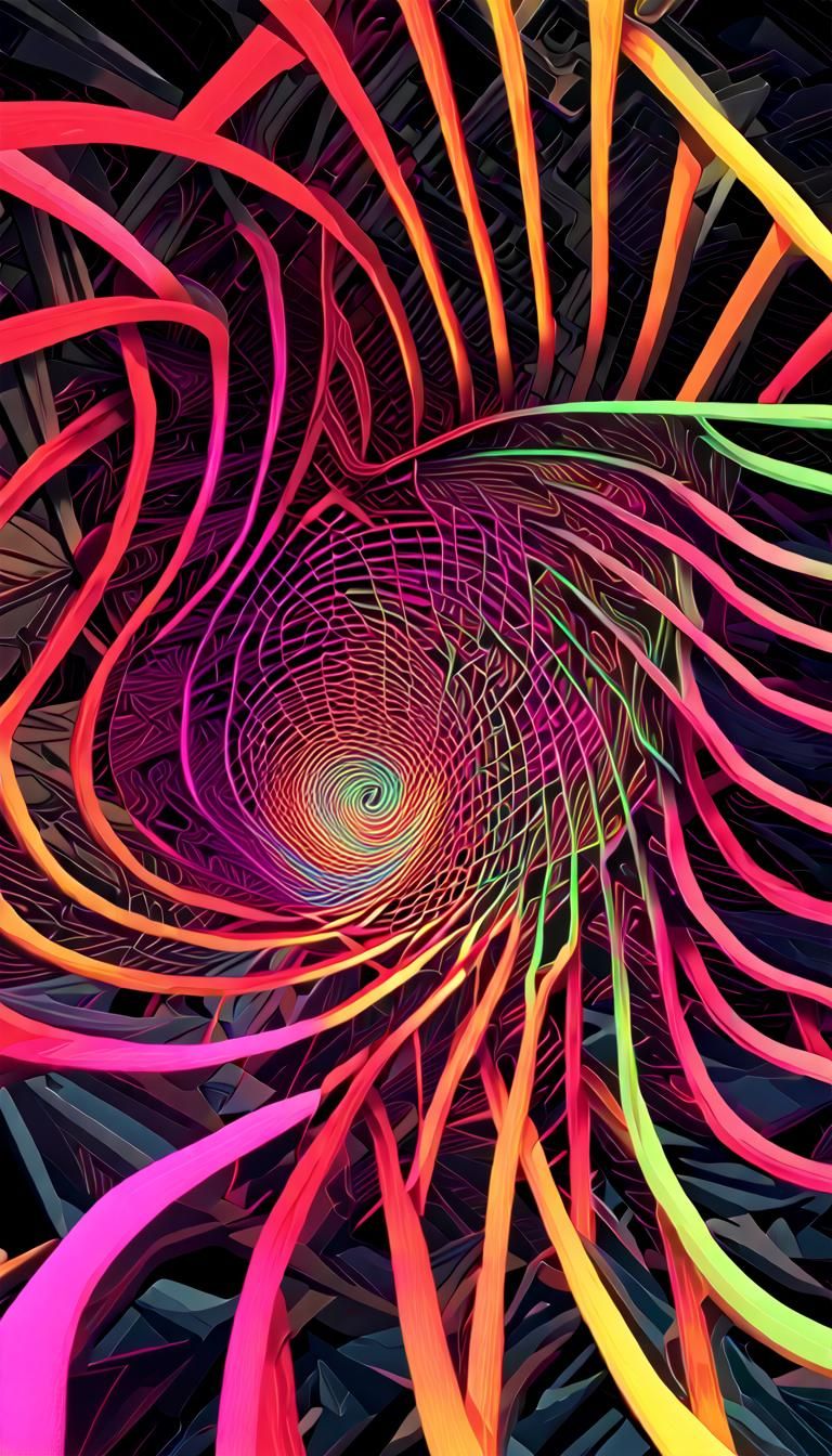 Optical Art: Fractal Infinity in Neon Colors