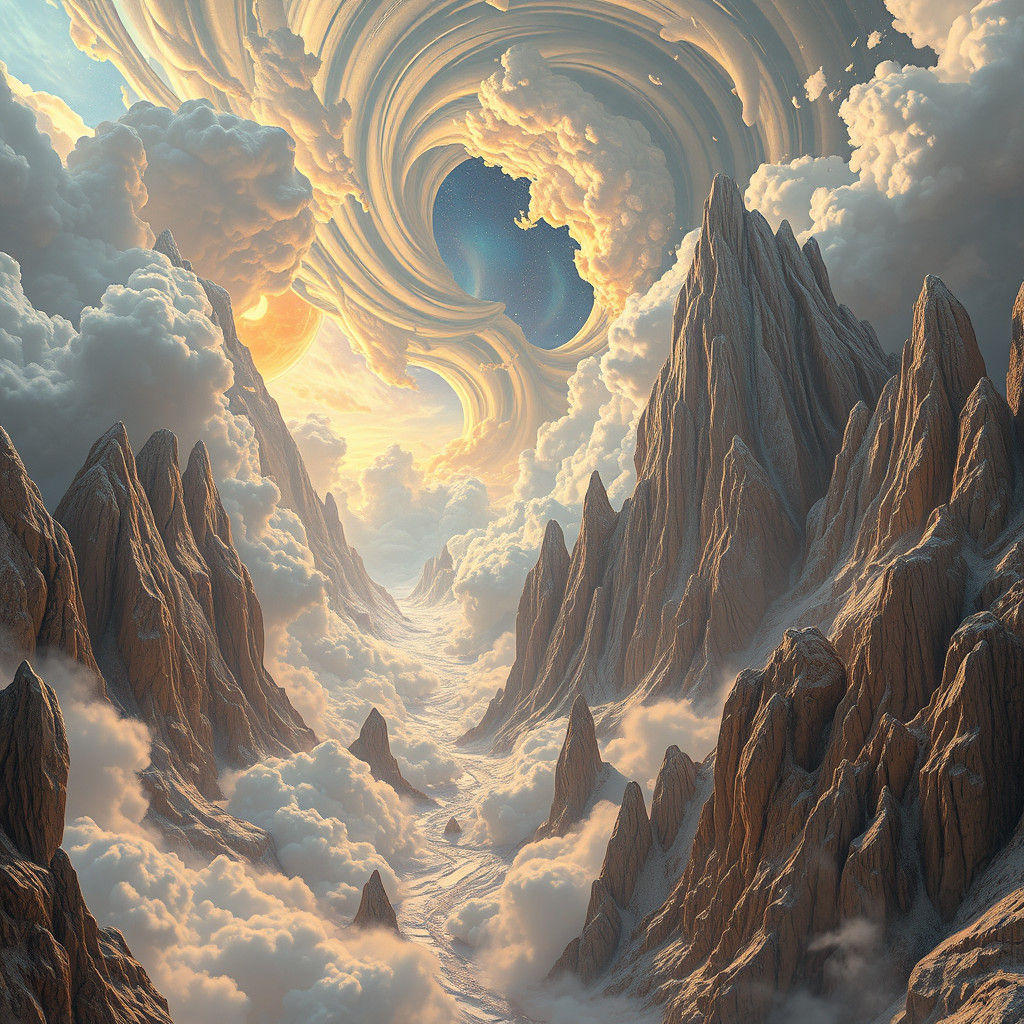 Surreal Futuristic Dreamscapes in High-Contrast Matte Painti...