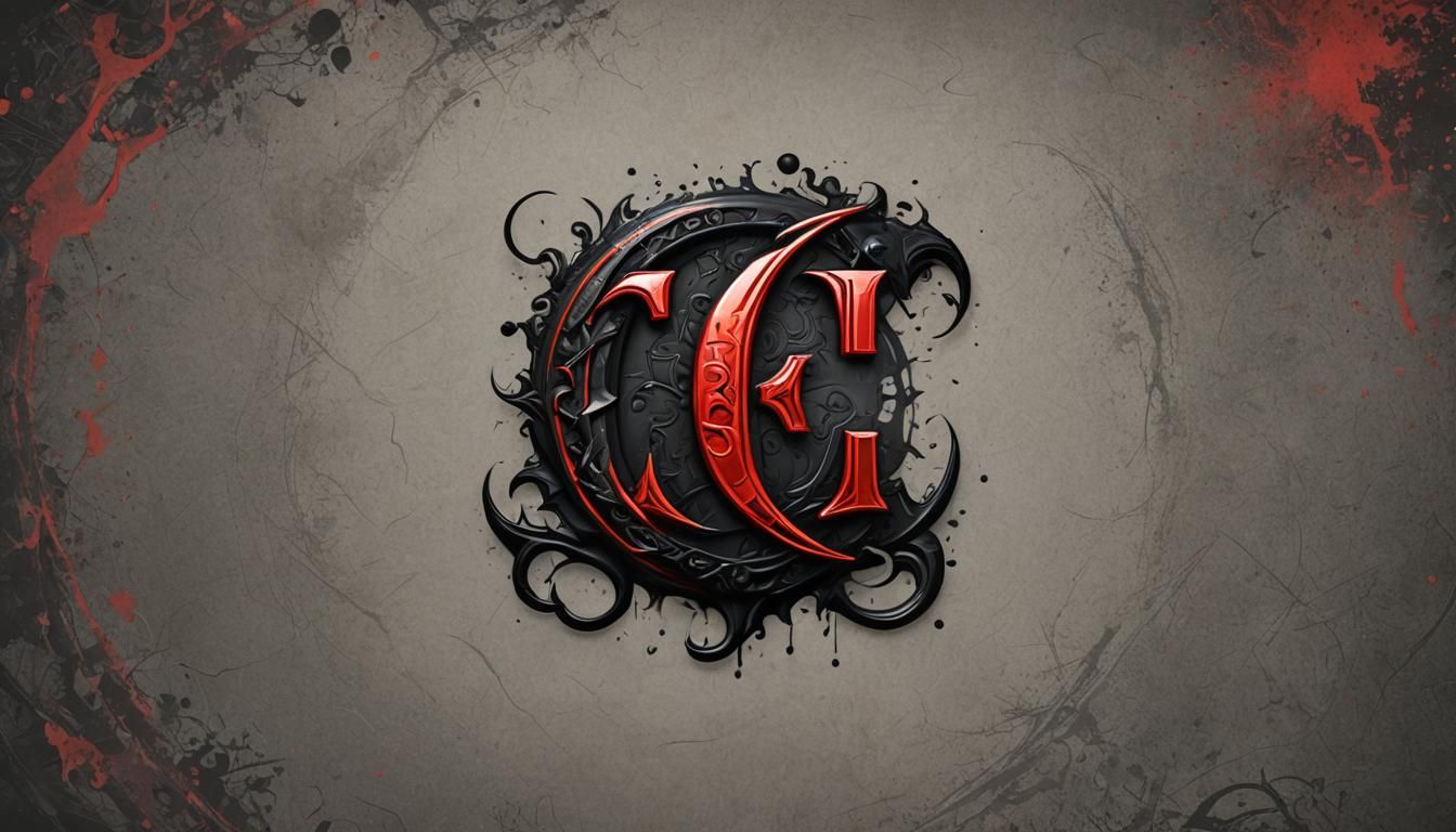 Stylized Logo with CM Initials in Deep Red and Black