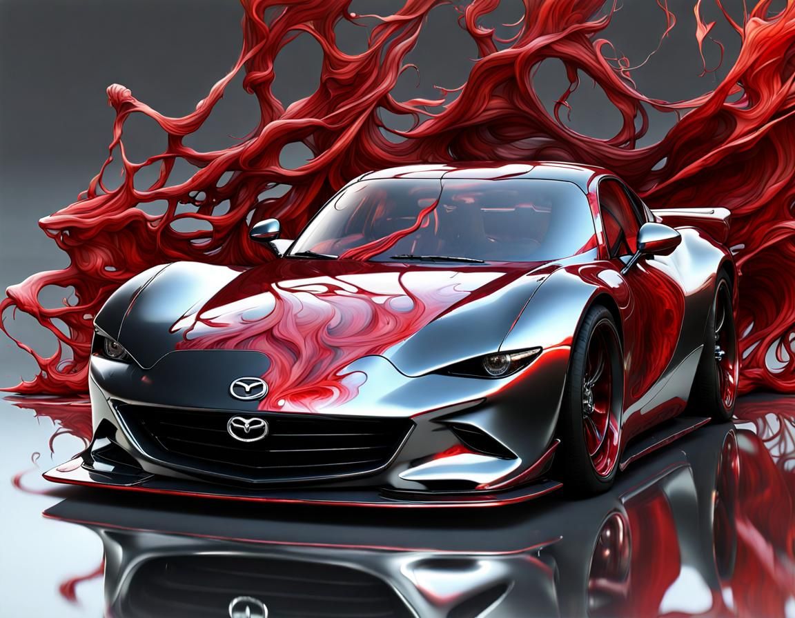 Mazda Iconic SP Car with Glassy Reflections