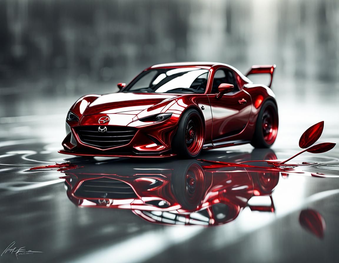 Mazda Iconic SP Car with Glassy Reflections