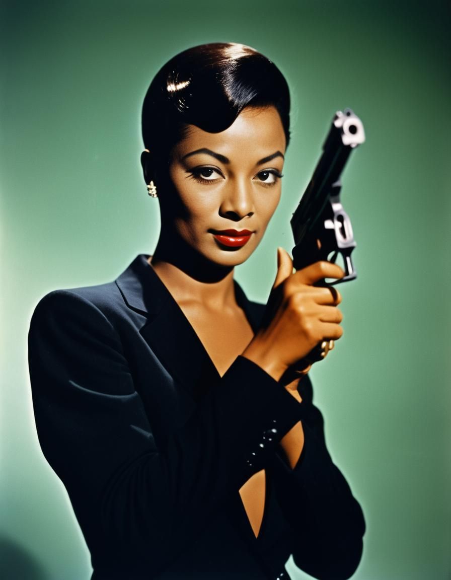Josephine Baker as Iconic Spy in Film Noir Style