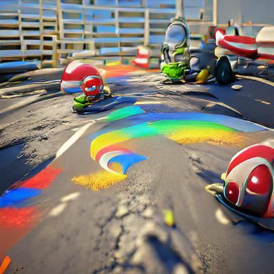 Mario kart Rainbow Road 🌈 8K 3D detailed painting CryEngine deviantart VRay Unreal Engine