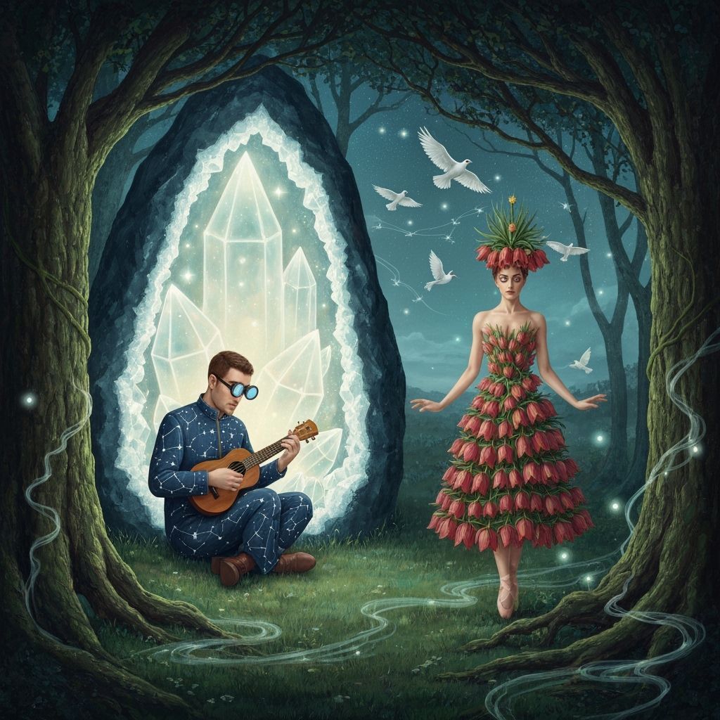 Celestial Cartographer Illuminates Grove in Impasto Style