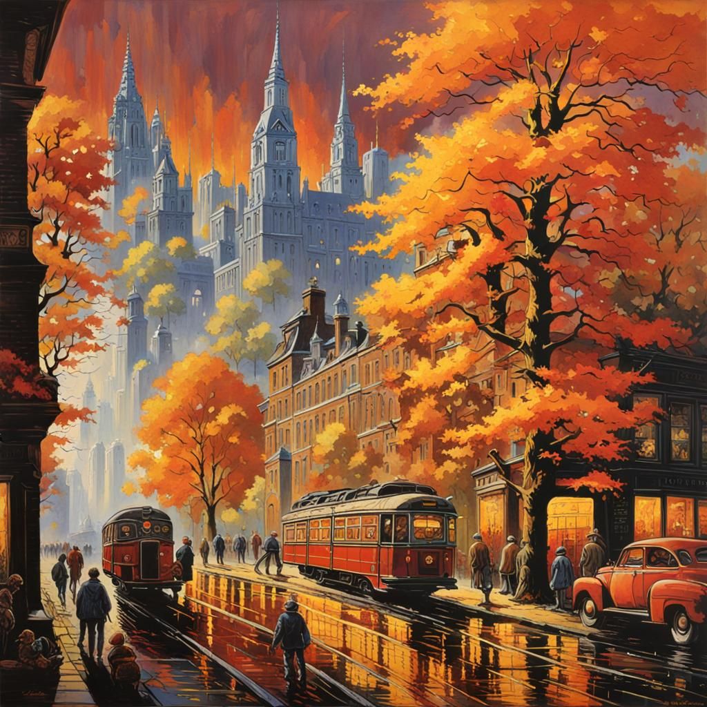 Ethereal Urban Autumn Masterpiece
