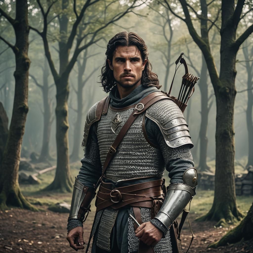 Epic Cinematic Portrait of a Medieval Archer in Chain Mail