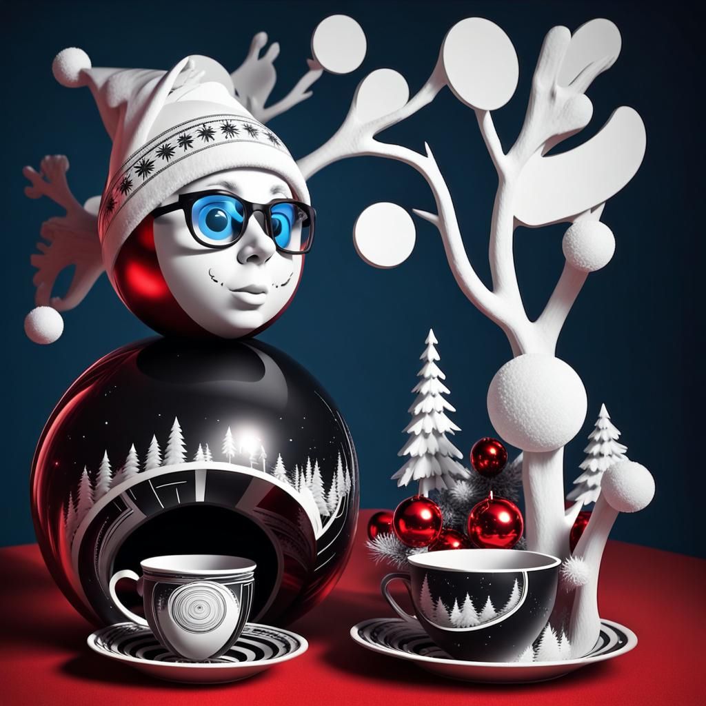 Time Tunnel in Red Christmas Ball Optical Illusion