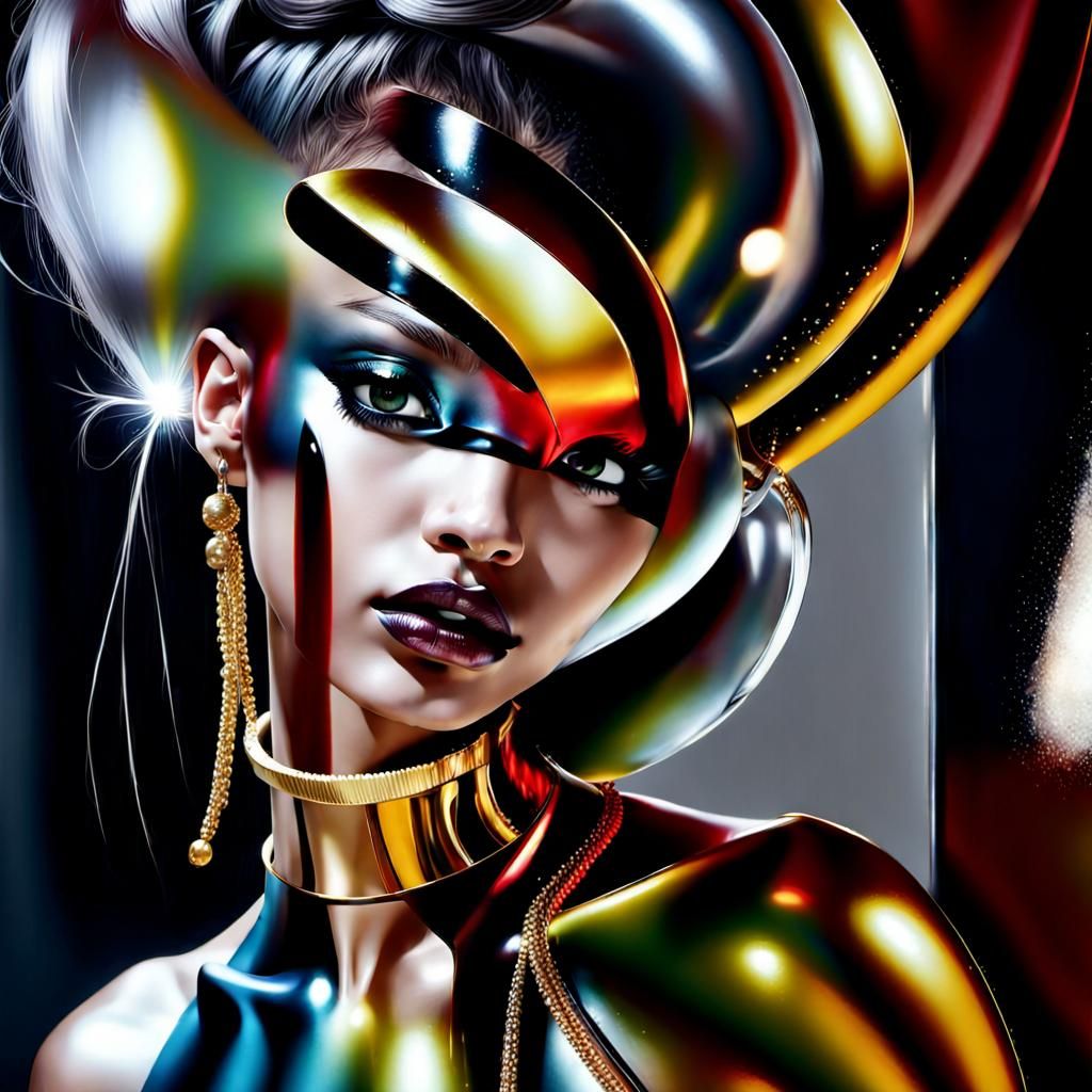 Realistic Portrait of a Young Woman with Vibrant Colors