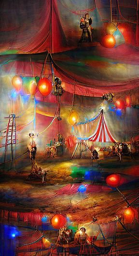 Vintage Circus Spectacle under Starry Night Sky