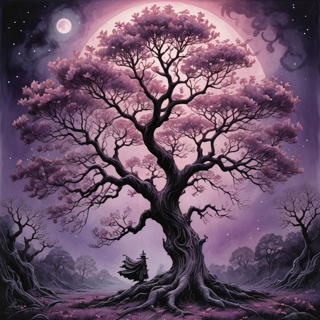 Ethereal Saucer Magnolia Under Otherworldly Glow