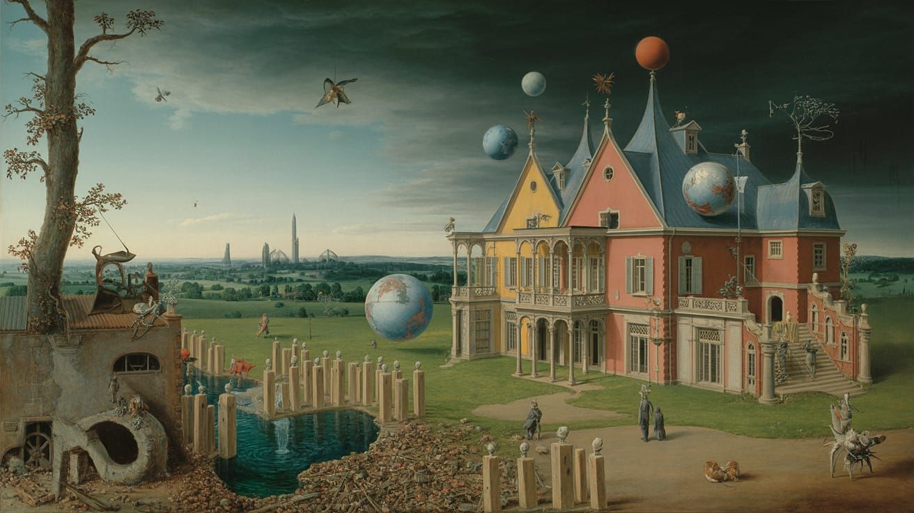 Surreal Garden of Earthly Delights, Photorealistic Concept A...