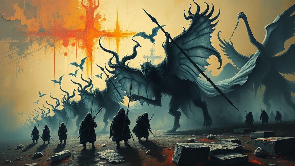 Surreal Apocalypse: Antichrist's armies clash with Christ's....