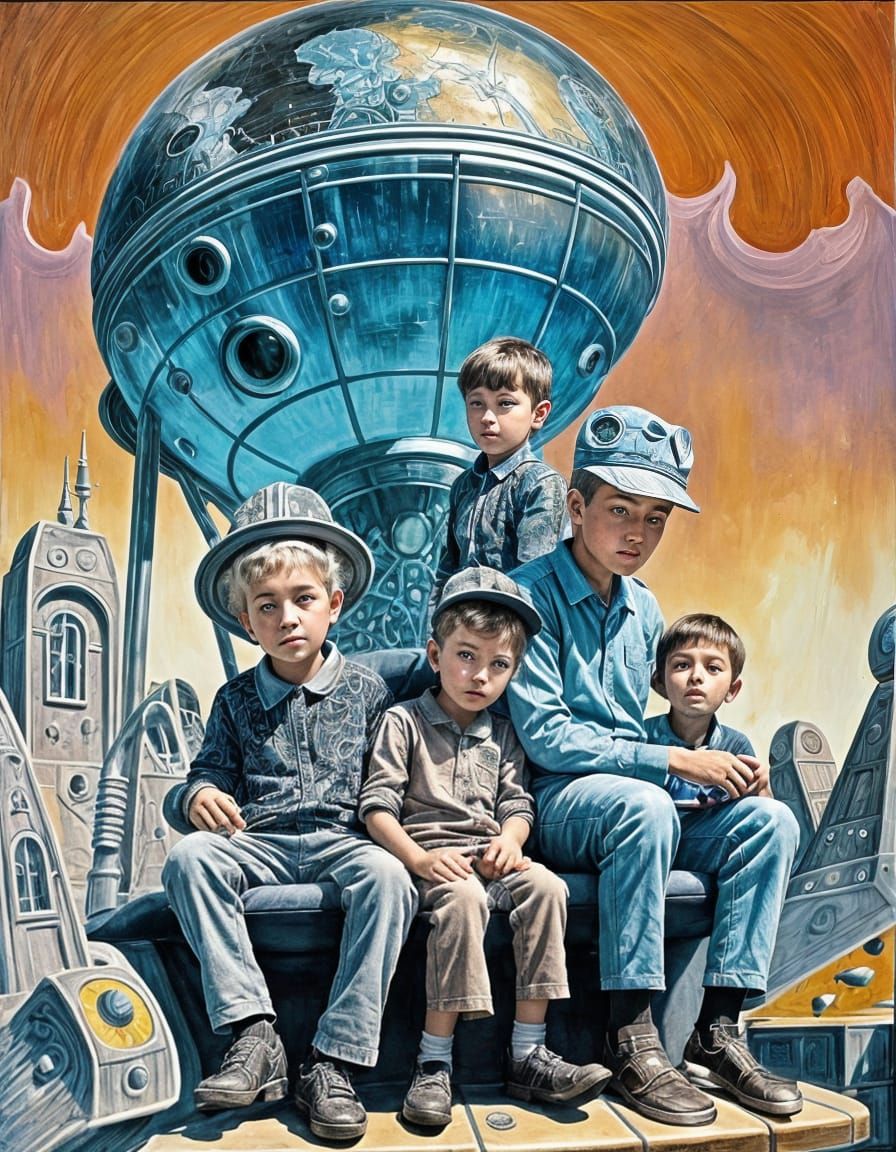 Ethereal Futuristic Landscape from a Spaceship Window