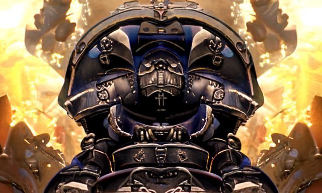 Grim Dark Space Marine in Gothic Ultramarine Armor