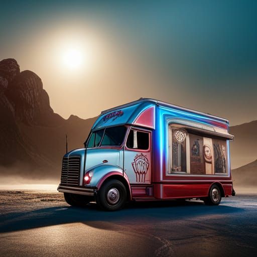 Wonder woman driving a ice cream truck