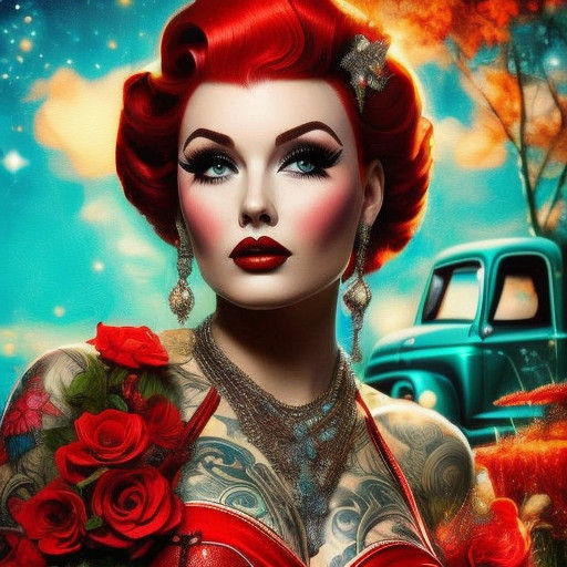 Nostalgic Rockabilly Dream in Vibrant Oil Paints