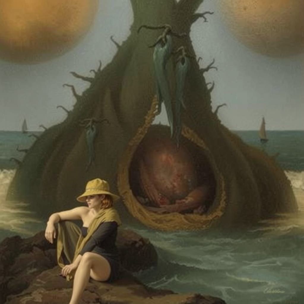 Woman by Seaside at Golden Hour