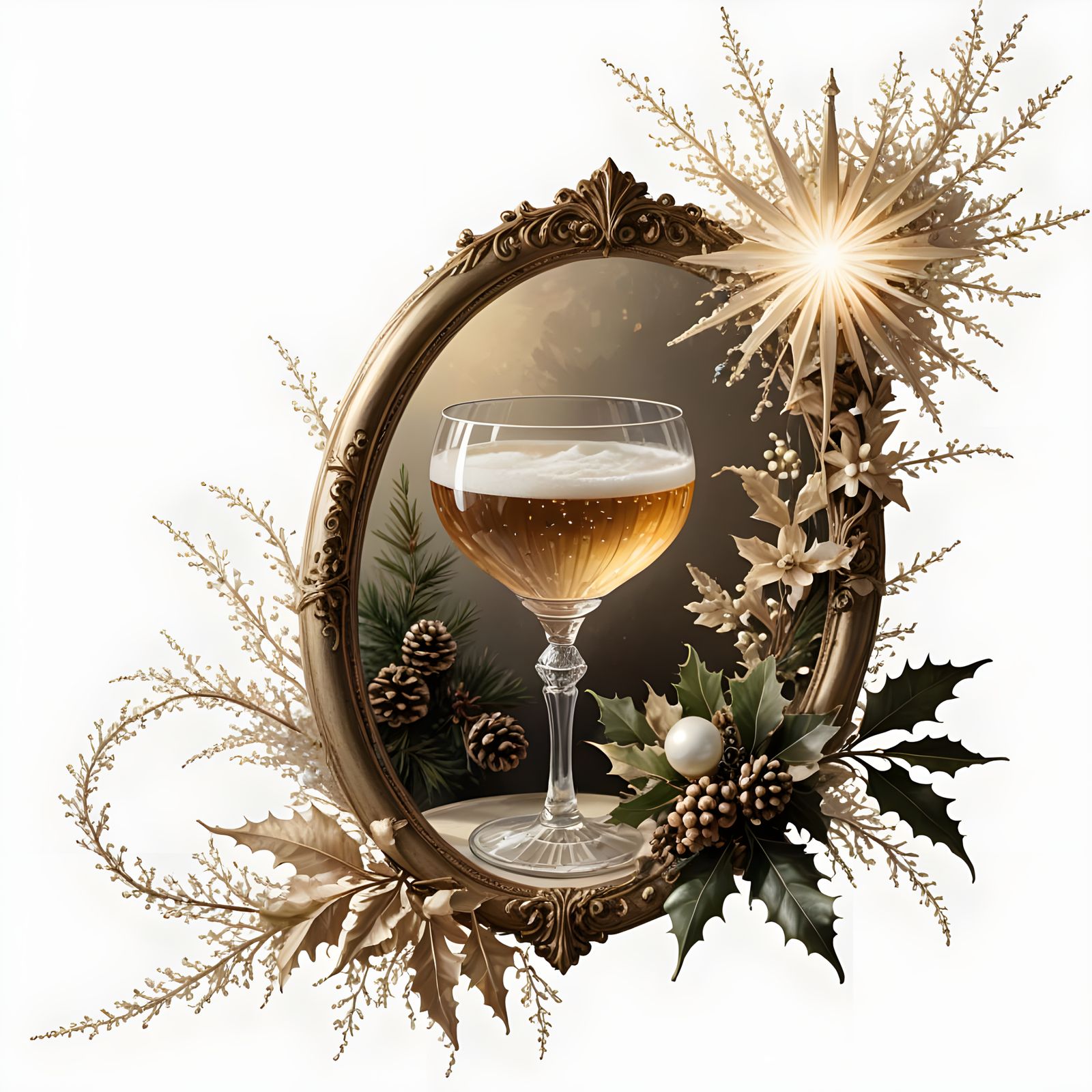 Surreal Victorian Christmas Scene with Pastel Hues and Elega...